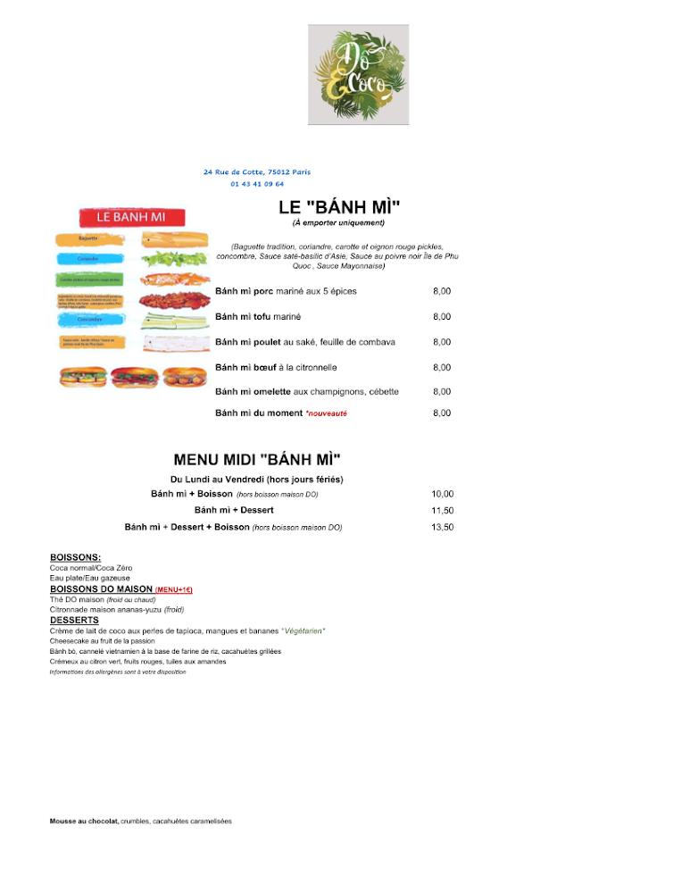 Restaurant Dô Et Coco - Menu Image 1